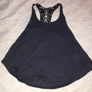 Abercrombie✨Flowy Navy Lace-Back Strap Tank